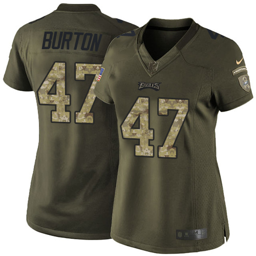 Women's Limited Trey Burton Nike Jersey Green - #47 Salute to Service NFL Philadelphia Eagles